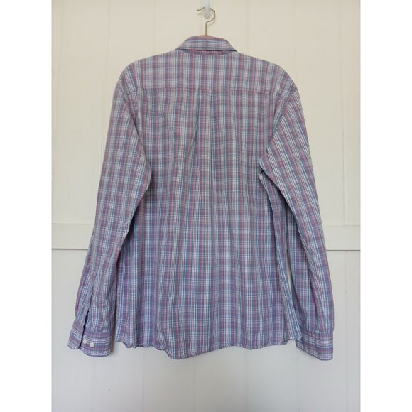 Johnnie-O Shirt Harbour Hangin' Out Button Mens XL Gemini Blue Plaid Long Sleeve - Picture 3 of 12